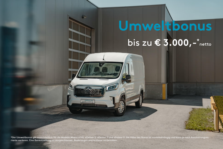 MAXUS – Jetzt mit attraktivem Umweltbonus!