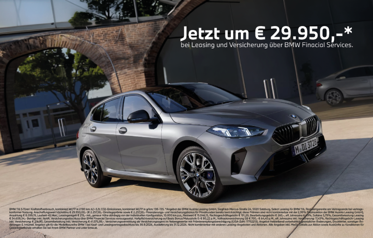 BMW 1er Vorderansicht mit Aktionspreis